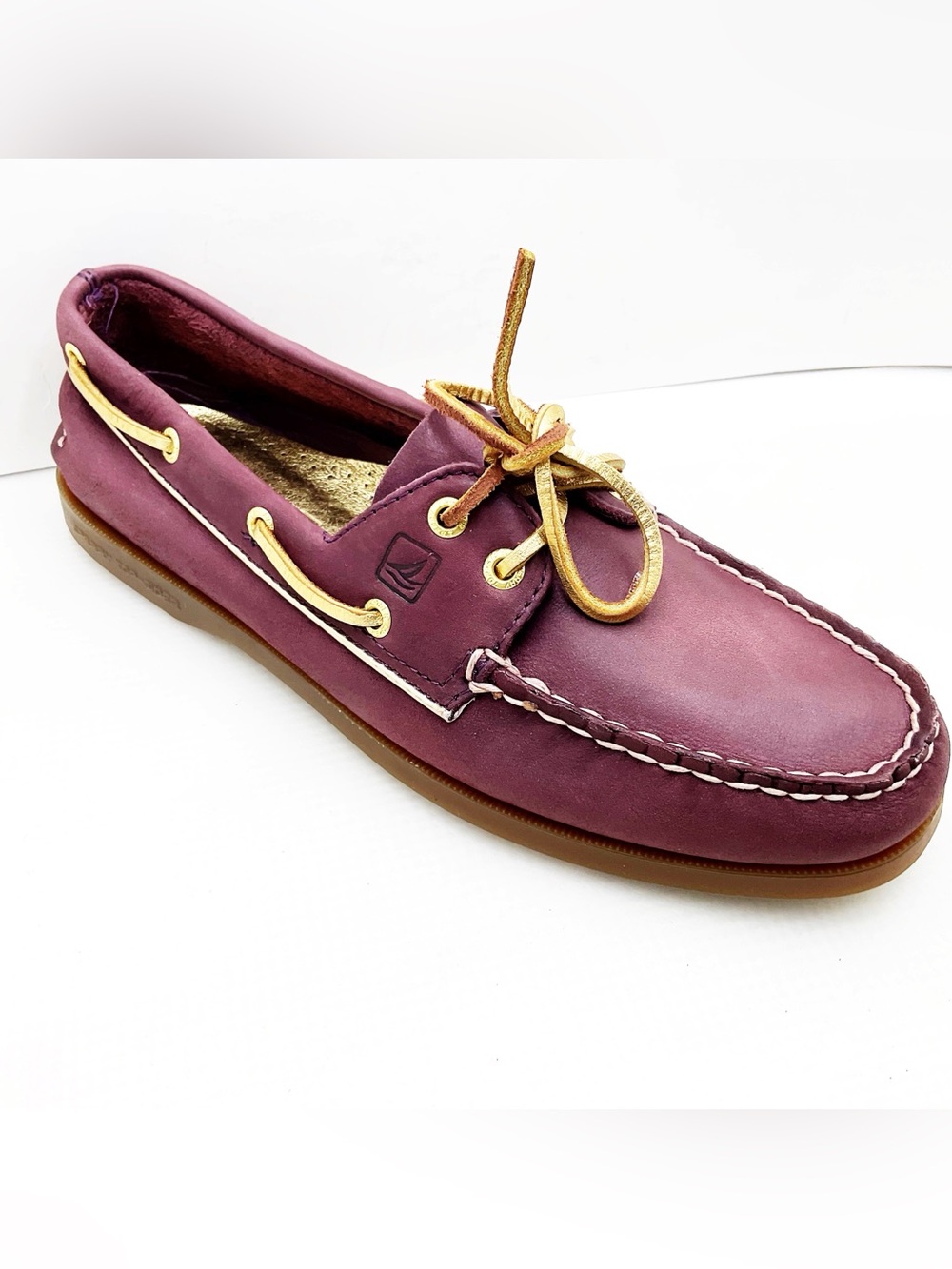 🆕{Sperry Topsiders} A/O Boat Shoes in Wine/Gold Piping